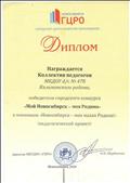 Диплом победителя городского конкурса "Мой Новосибирск - моя Родина" в номинации "Новосибирск - моя малая Родина!" (педагогический проект), 2018 Диплом победителя городского конкурса "Мой Новосибирск - моя Родина" в номинации "Новосибирск - моя малая Родина!" (педагогический проект), 2018